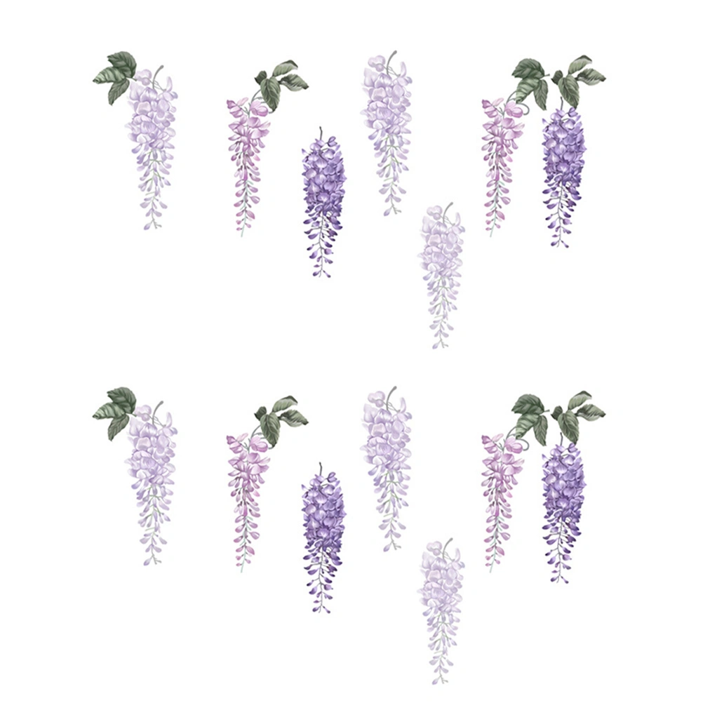 2pcs Wisteria Flower Wall Sticker Green Leaf Flower Wall Paste Room Wall Decal