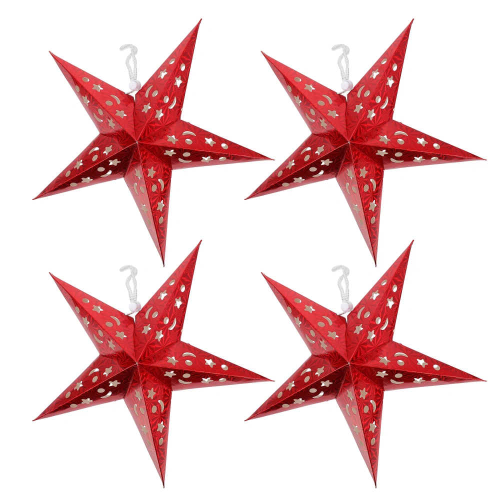 4pcs Christmas Pentagram Lampshade 3d Paper Five Point Star Ceiling Lampshade