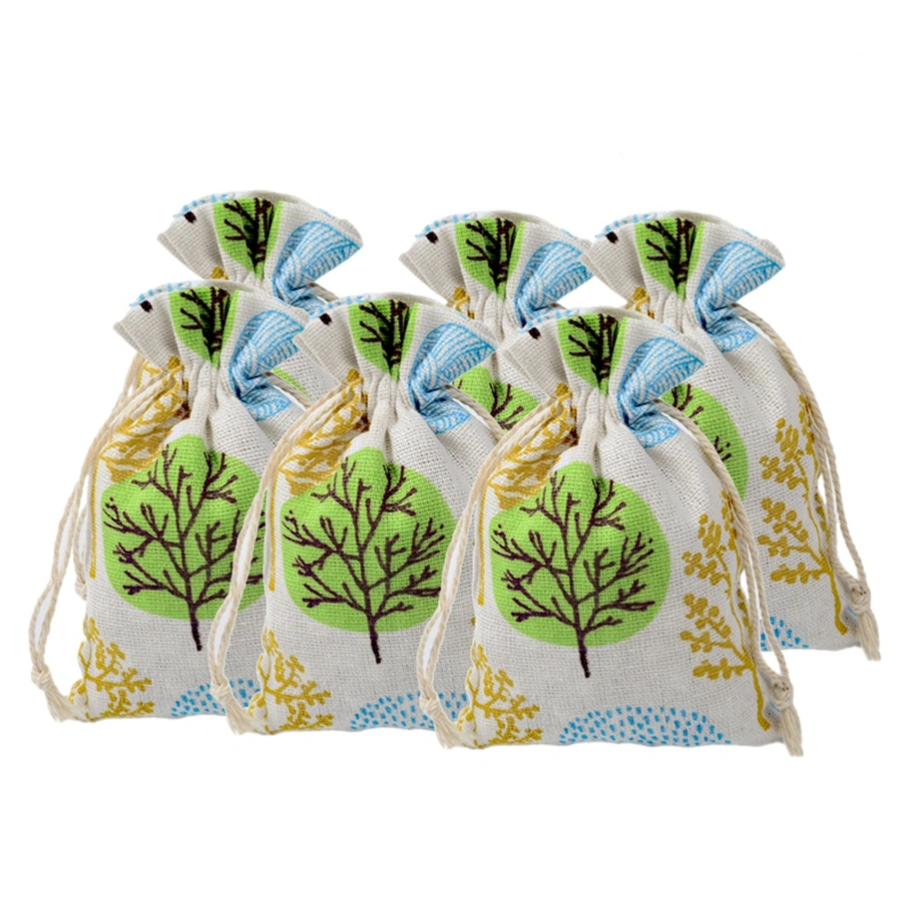 12Pcs Cotton Linen Tree Printing Drawstring Shopping Bag Home Travel Storage Packing Organizer Pouch