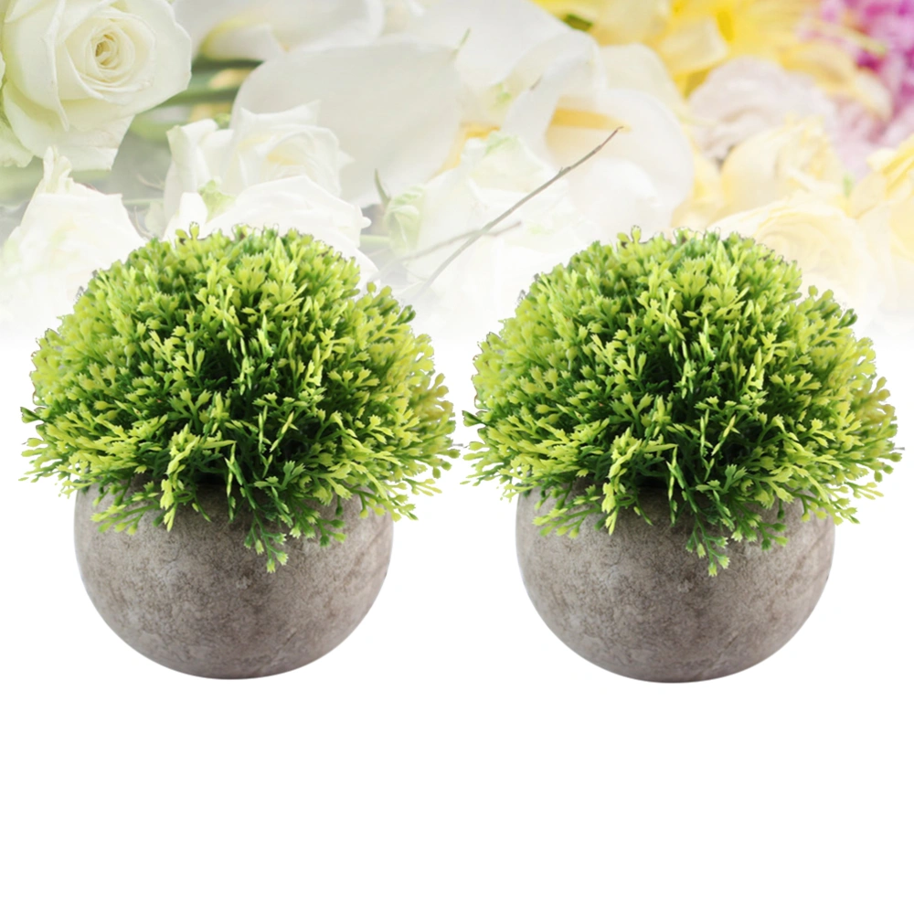 2pcs Artificial Plant Beautiful Decor Flower Grass Ornaments for Home Store Garden (Green)