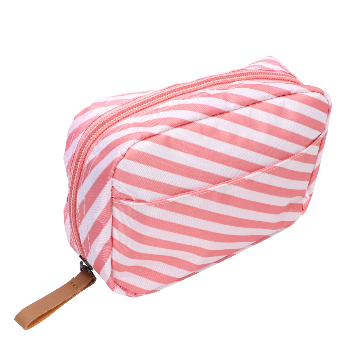 1PC Waterproof Makeup Pouch Multifunction Portable Zipper Toiletry Bag Travel Cosmetic Bag - Size L (Pink Stripe)