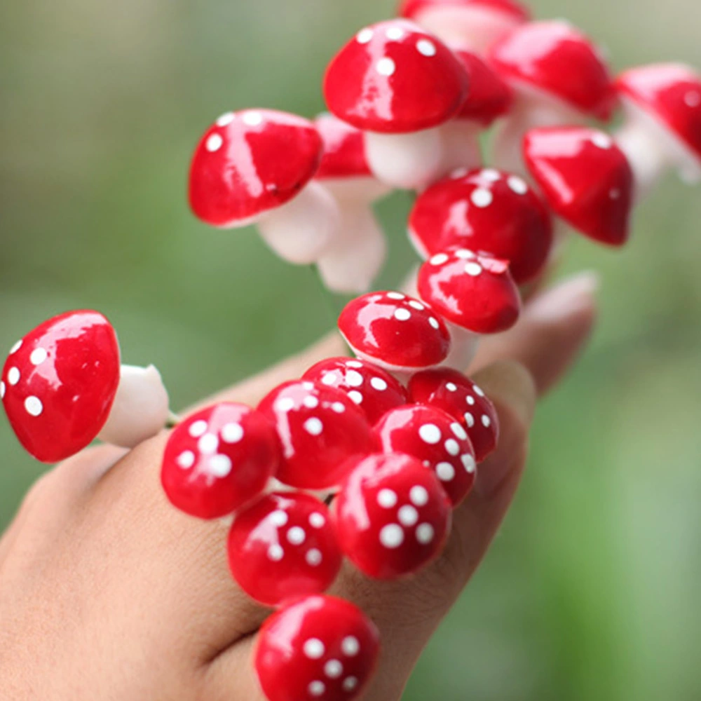 50pcs Mushroom Shape Crafts Ecological Bottle Decoration Micro Landscape Gardening Ornaments Red Large Size