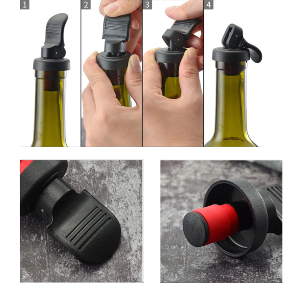 10Pcs Creative Wine Bottle Plug Beverage Stopper Bottle Stoppers Party Supplies for Home Bar Use (Black)