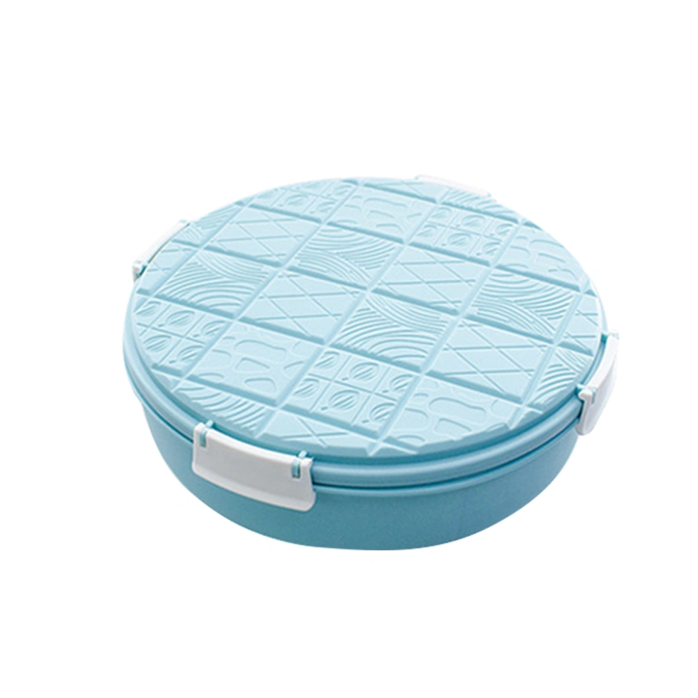 Round Fruit Plate Snack Fruit Tray Nuts Candy Sealing Storage Box with Cover for Party Festival - Single Layer (Blue)