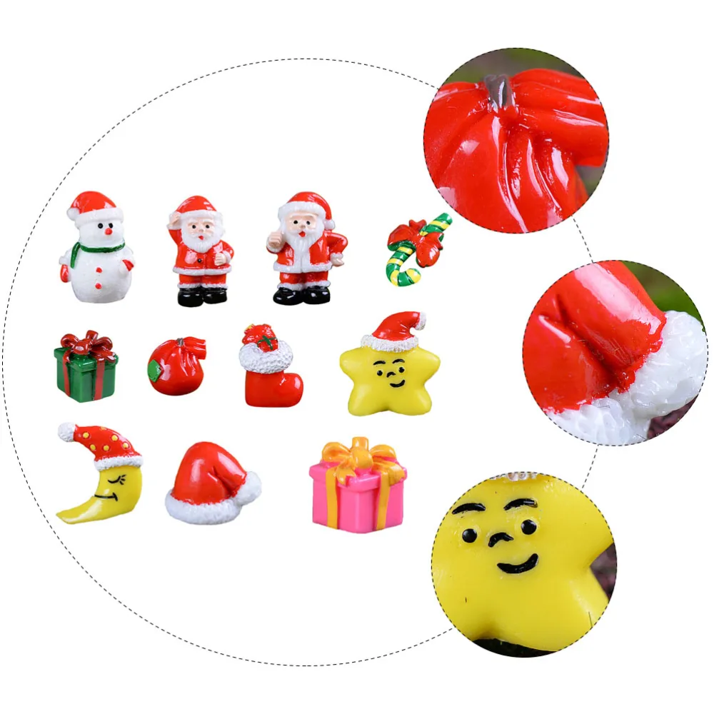 18pcs Christmas Adornment Resin Mini Figurine Christmas Resin Toys (Mixed Style)