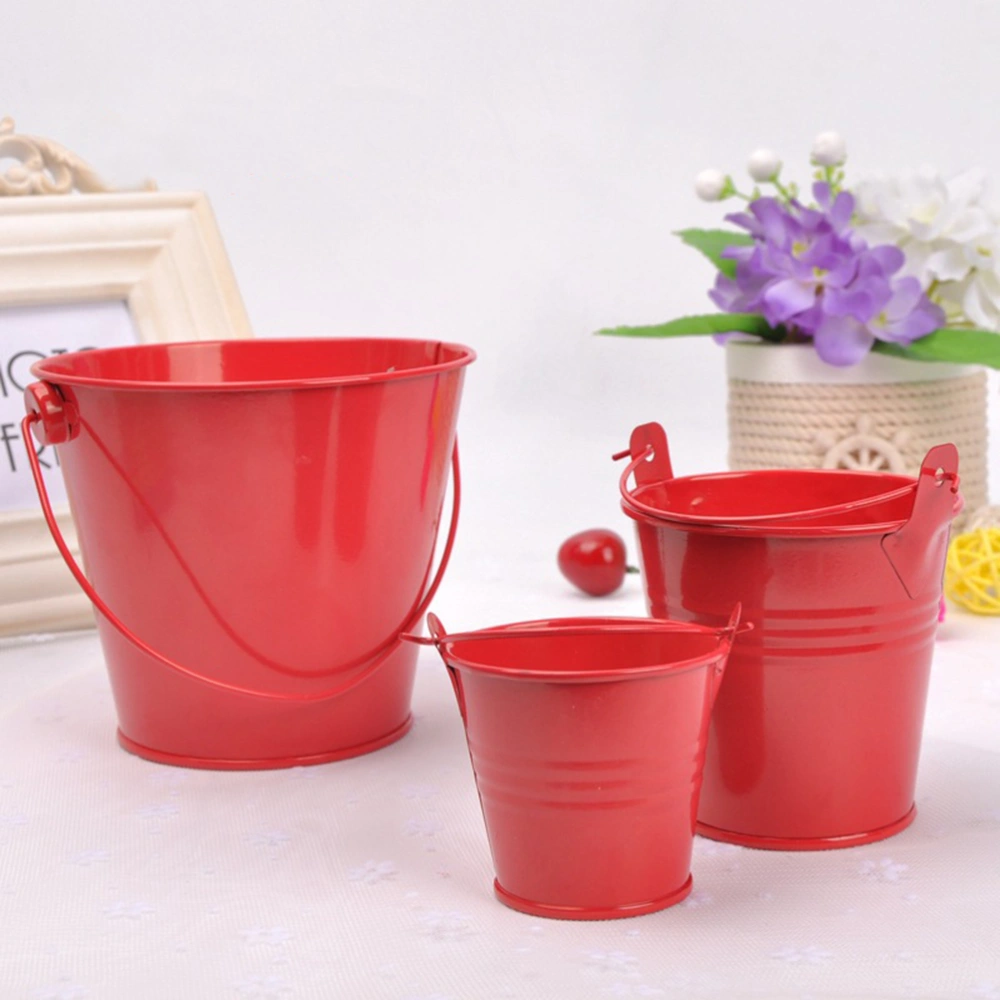 12pcs Candy Colored Tinplate Mini Metal Bucket Flower Pots Home Decoration Small Iron Balcony Planters Wedding Party(Medium Random Color)