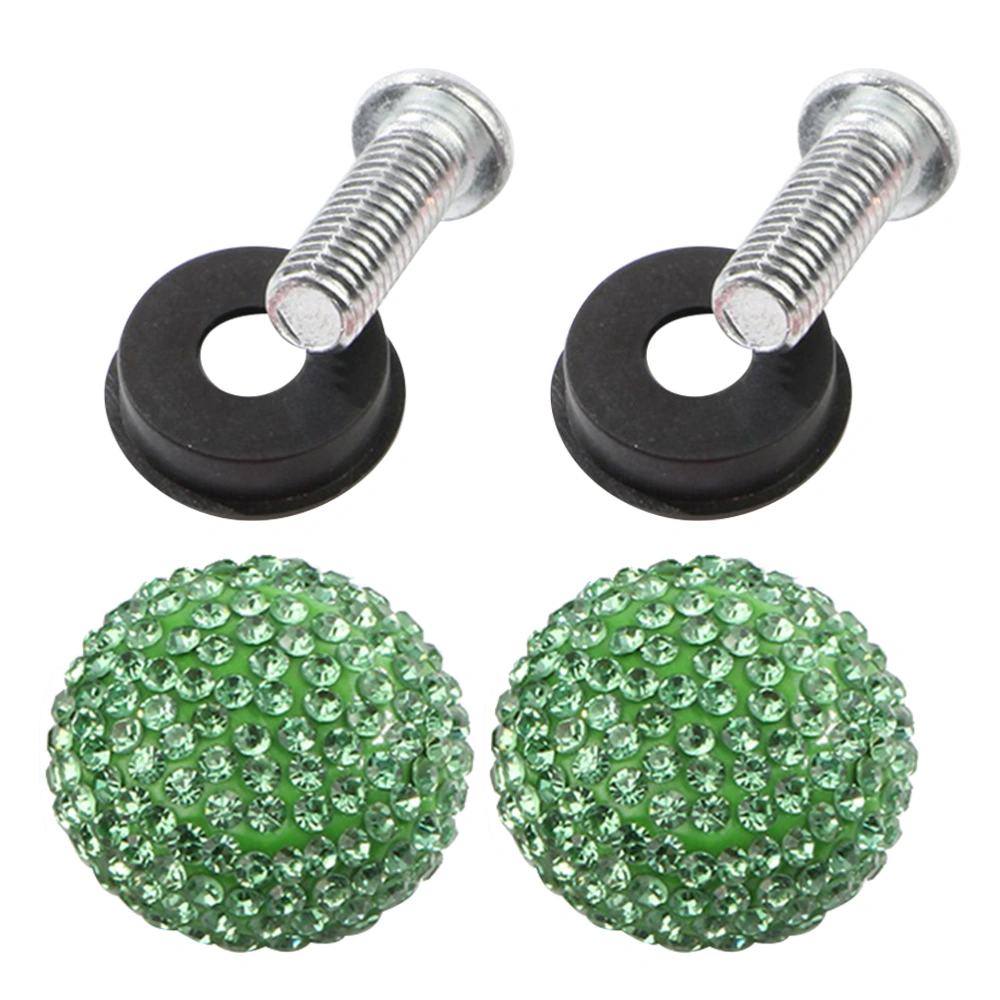 Vehicle License Plate Nuts and Bolts Rhinestone Car Screw Special Fasteners  Anti-theft Screws (Light Green)