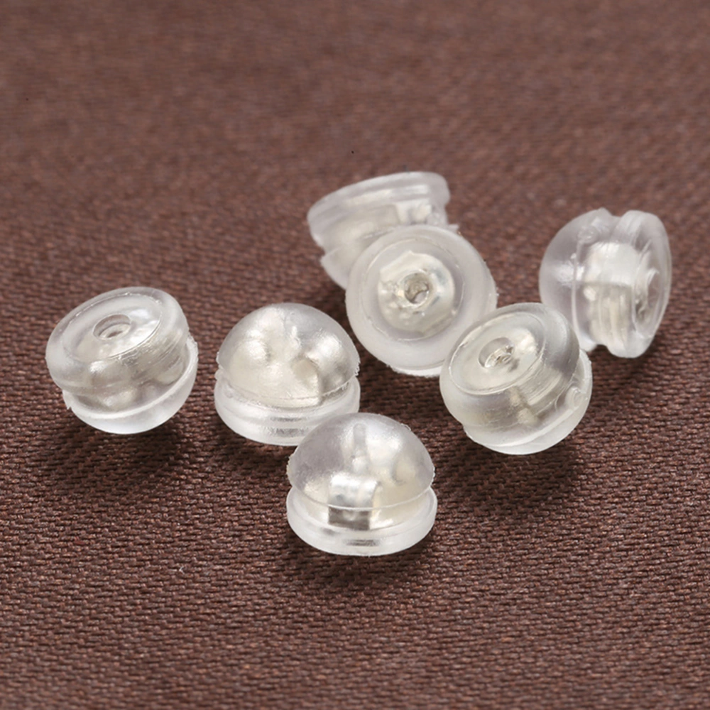 50pcs Copper Silicone Ear Stud Pads Earrings Backs Padded Ear Studs Backs for Women（Silver）