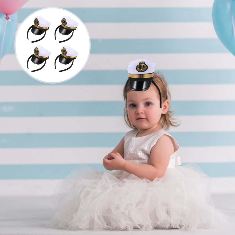 4Pcs Navy Sailor Hat Hair Hoops Children Costume Hairbands Plastic Headdresses