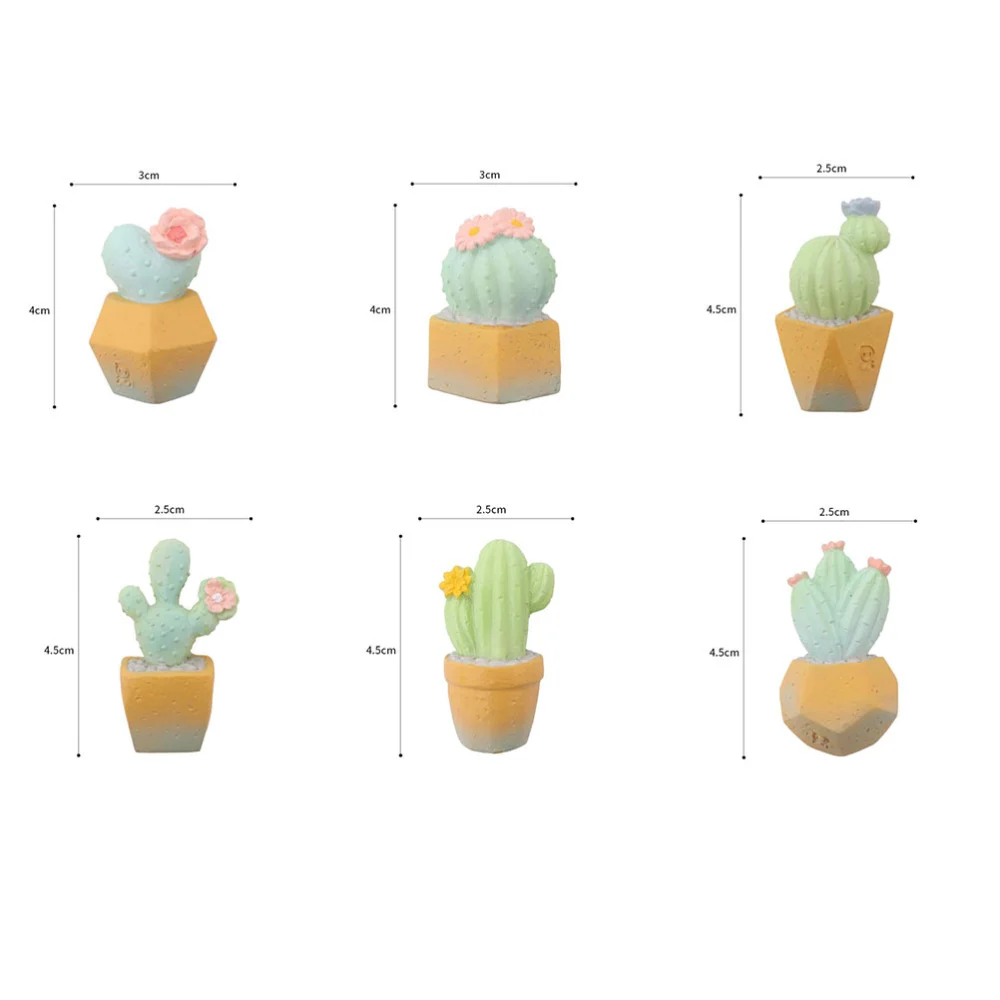 6pcs Fridge Cactus Potted Plant Shaped Sticker Magnets Resin Refrigerator Magnetic Sticker Gift for Home Decor