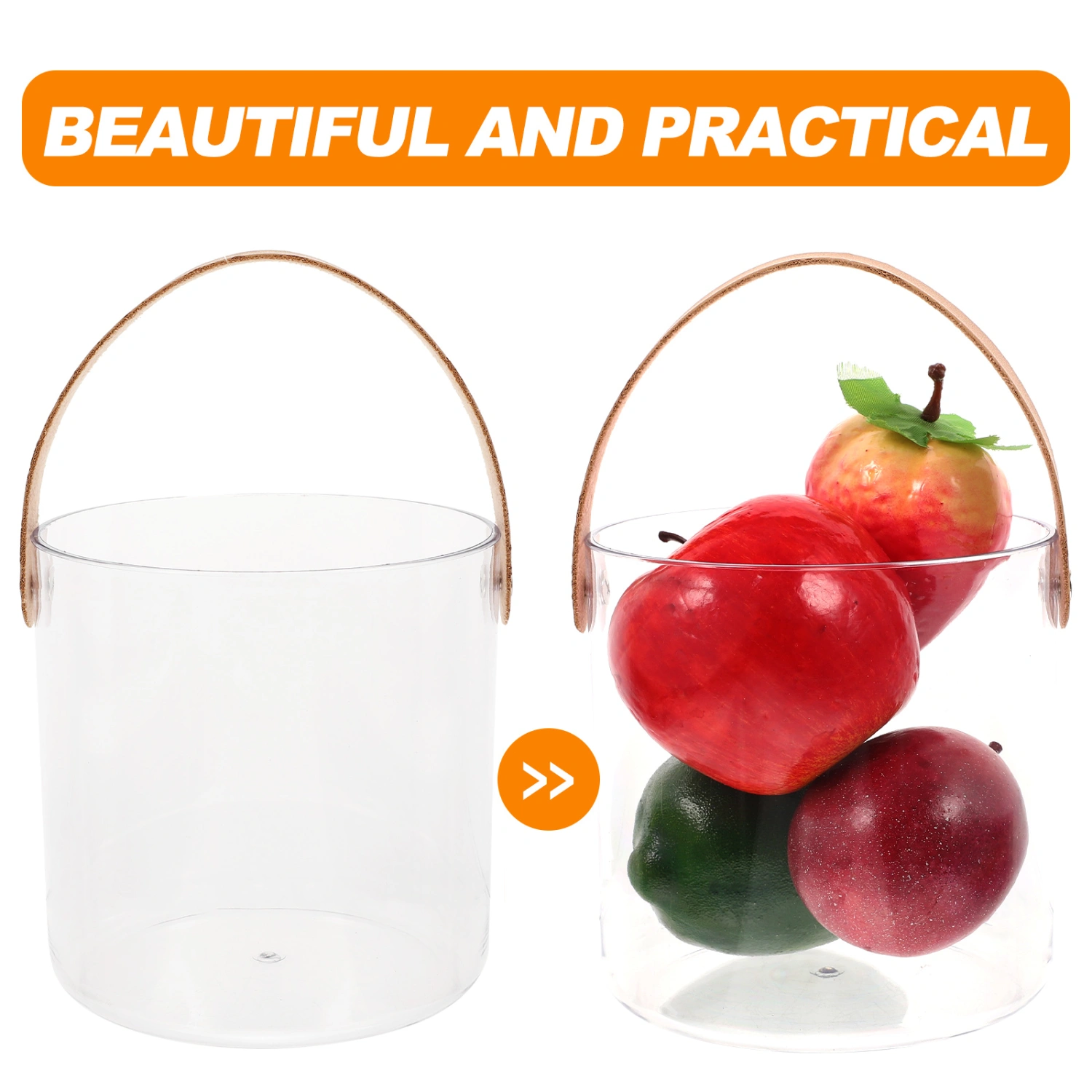 Transparent Fruit Bag Fashion Handle Bag Handbag Fruit Picnic Basket with Handle