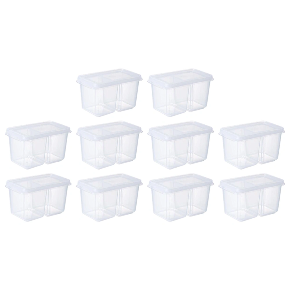 10 Pcs 2 Grids Onion Ginger Garlic Storage Box Refrigerator Sauce Storage Box Home Kitchen Mini Fruit Lunch Box Crisper with lid