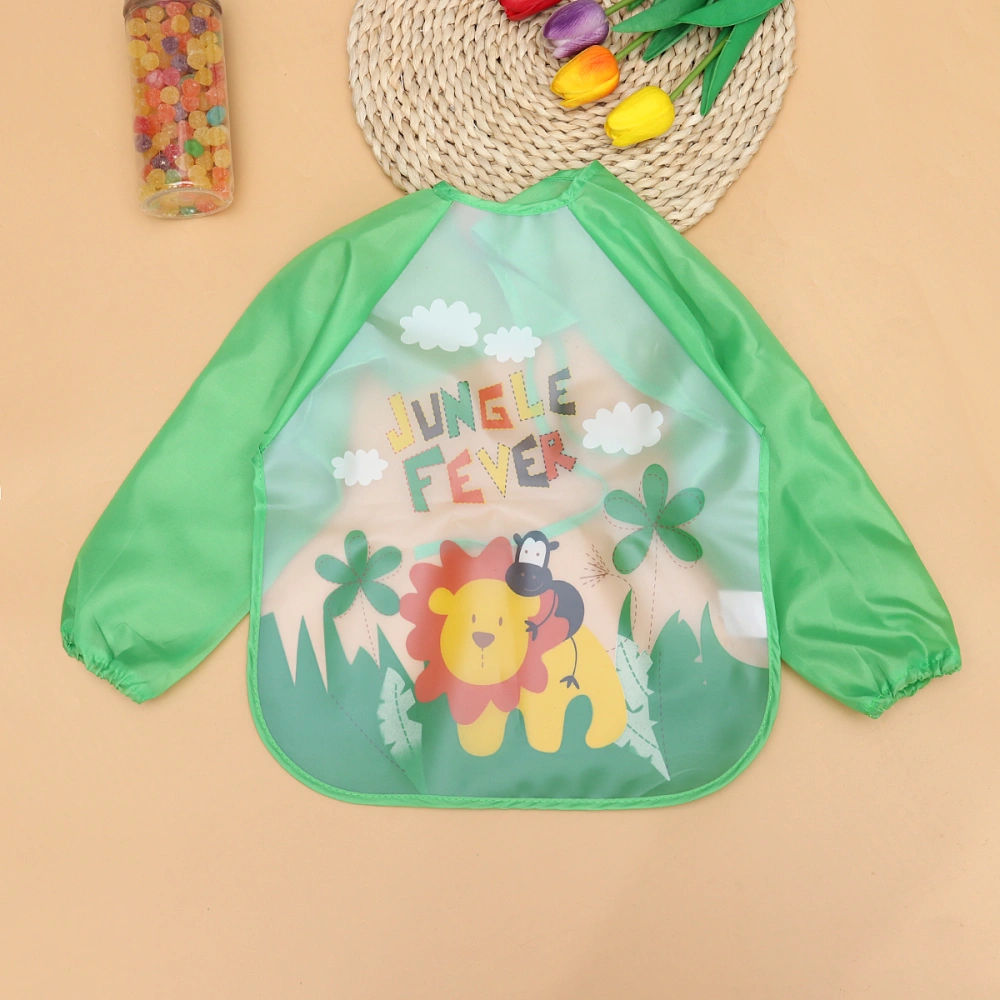 Sleeved Bib Beautiful Waterproof Bib Smock Washable Painting Clothes for Baby Infant Newborn (Lion Pattern)