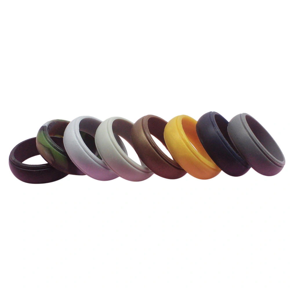 8pcs Colorful Rings Sports Silicone Flexible Finger Rings Outdoor Jewelry