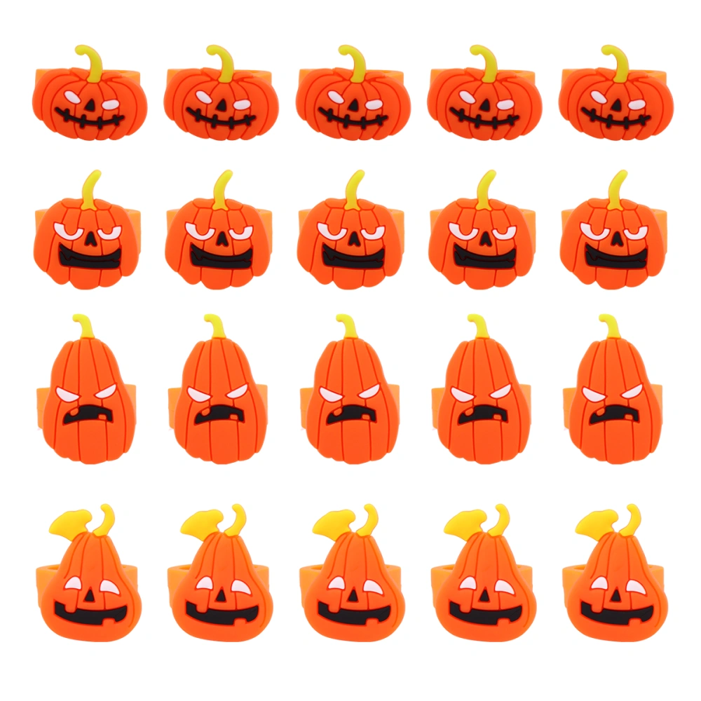 1 Set 25 Pcs Halloween Party Toy PVC Pumpkin Ring Random Style Rings (Orange)