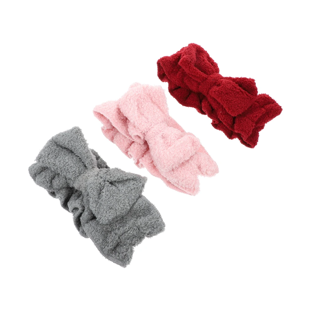 3pcs Girl Washing Hair Ties Household Makeup Hairbands Bowknot Headbands