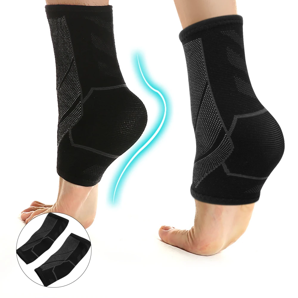 2Pcs Knitted Ankle Support Ankle Brace Ankle Sprain Protection Band (Black)