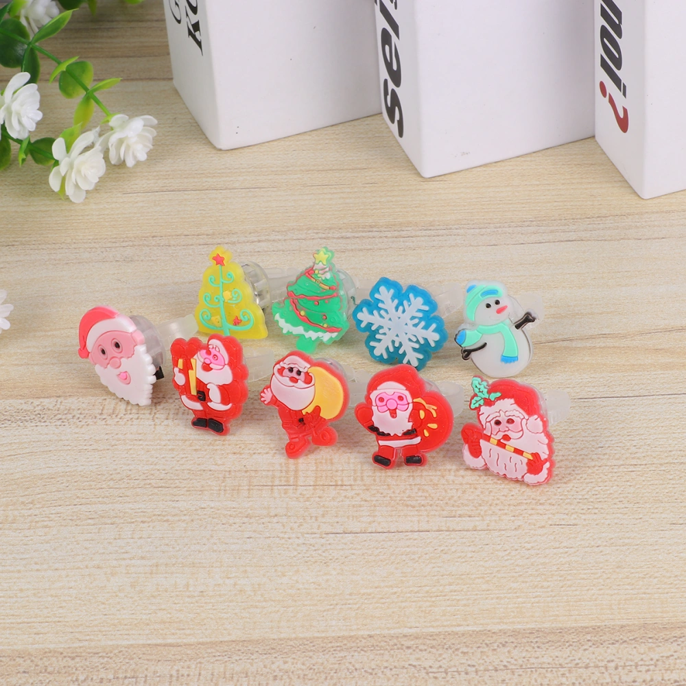 50pcs Christmas Children Glitter Ring Creative Luminous Finger Rings Kids Small Toy Gifts (Random Style)