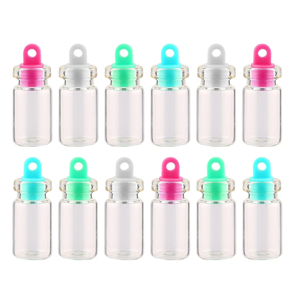 50pcs 2ml Clear Small Mini Glass Jars Wish Bottles Sealed Drift Bottle with Plastic Stoppers (12x24mm)