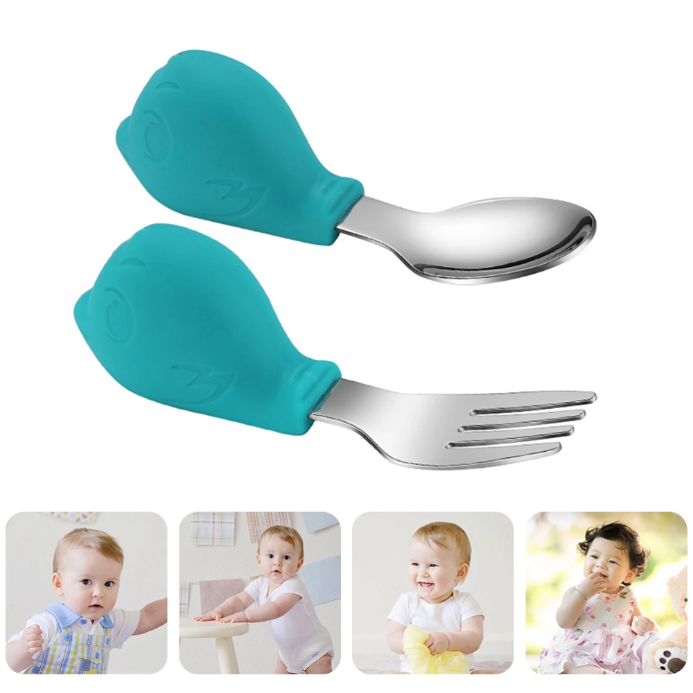 1 Set 2pcs Spoons and Forks Baby Dinning Training Tableware Set for Kid