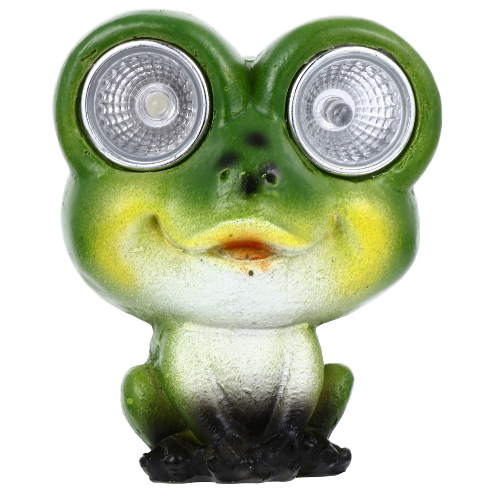 Solar Powered Frogs Lawn Ornament Resin Art Craft Lovely Lamp Decoration (Green)