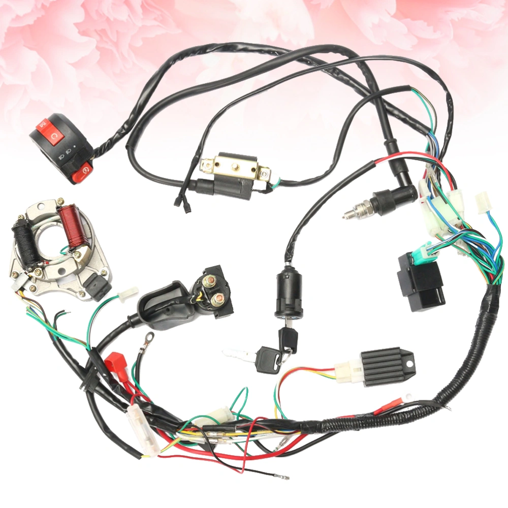 1 Set 50 70 90 110CC CDI Wire Harness Assembly Wiring Kit ATV Electric Start Quad CDI Wire Harness Assembly Wiring Ignition Switch Set