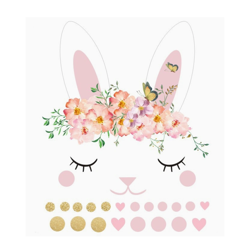 1PC 38x44cm Easter Rabbit Sticker Cartoon Wallpaper Wall Decal Decorative Sticker for Kids Room Living Room Kindergarten