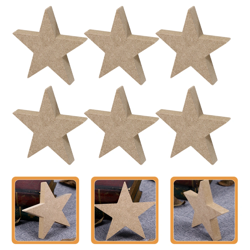 6pcs Wooden Stars Unfinished Blank Wood Stars Ornament for Crafts Festival Party Decor