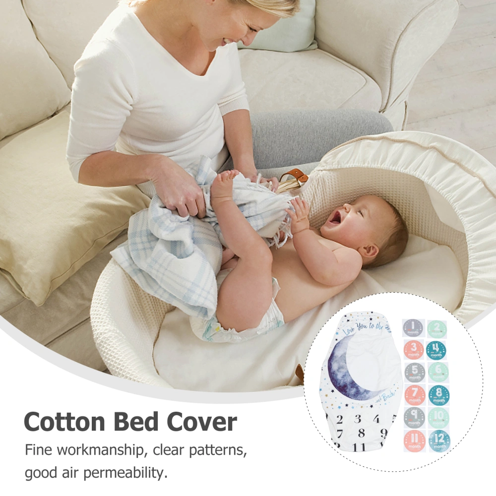 1pc Infant Cradle Fitted Bed Cover Cotton Bed Cover Washable Printing Bed Cover