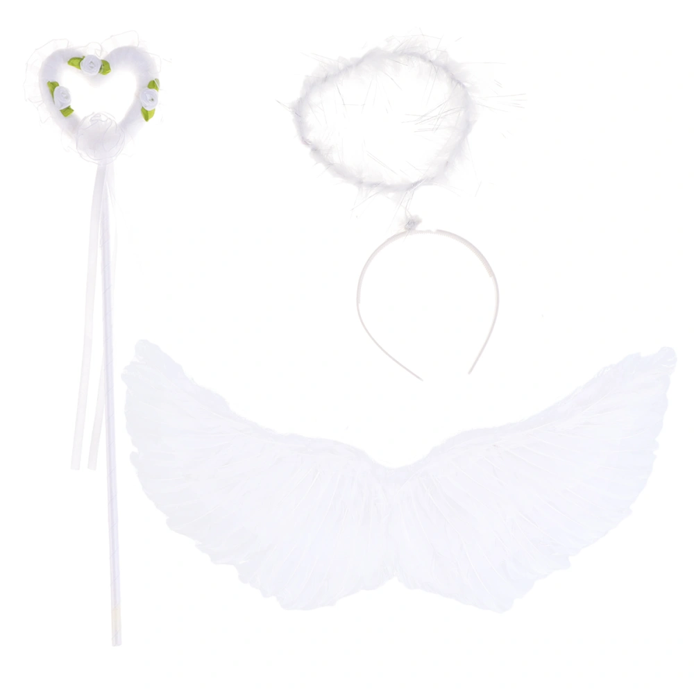 3pcs Performance Props  Angel Wings Pretty Hair Fairy Wand for Chiildren Adults Size Small Wing