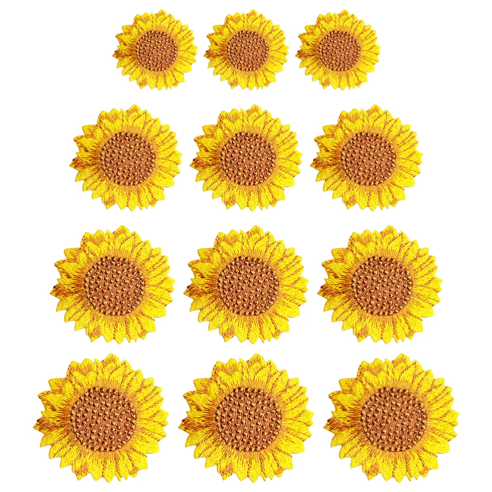 12pcs Sunflower Clothes Patches Embroidery Patches DIY Garment Accessories