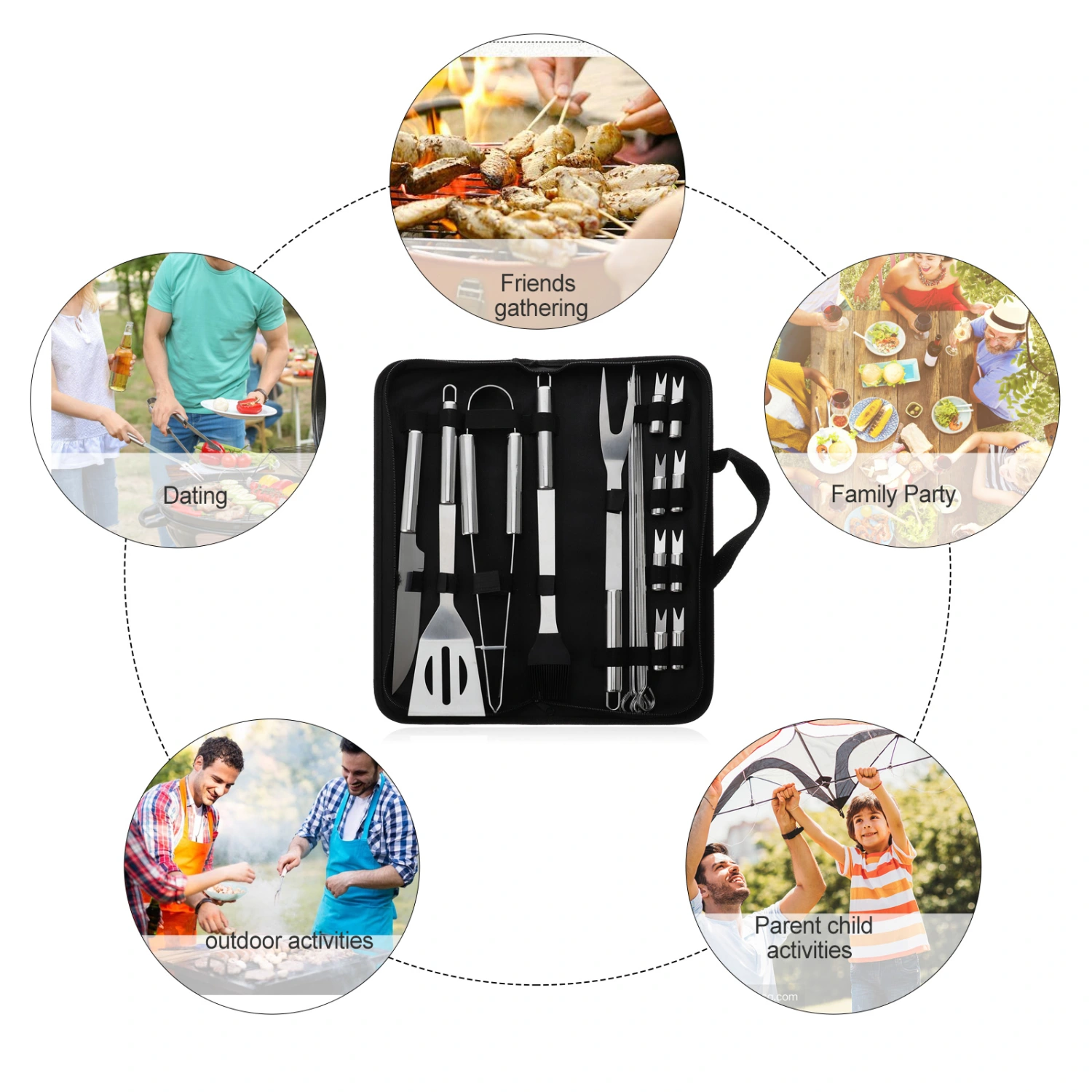 1 Set Stainless Steel BBQ Tools Barbecue Tools Kit Outdoor Grilling Supplies