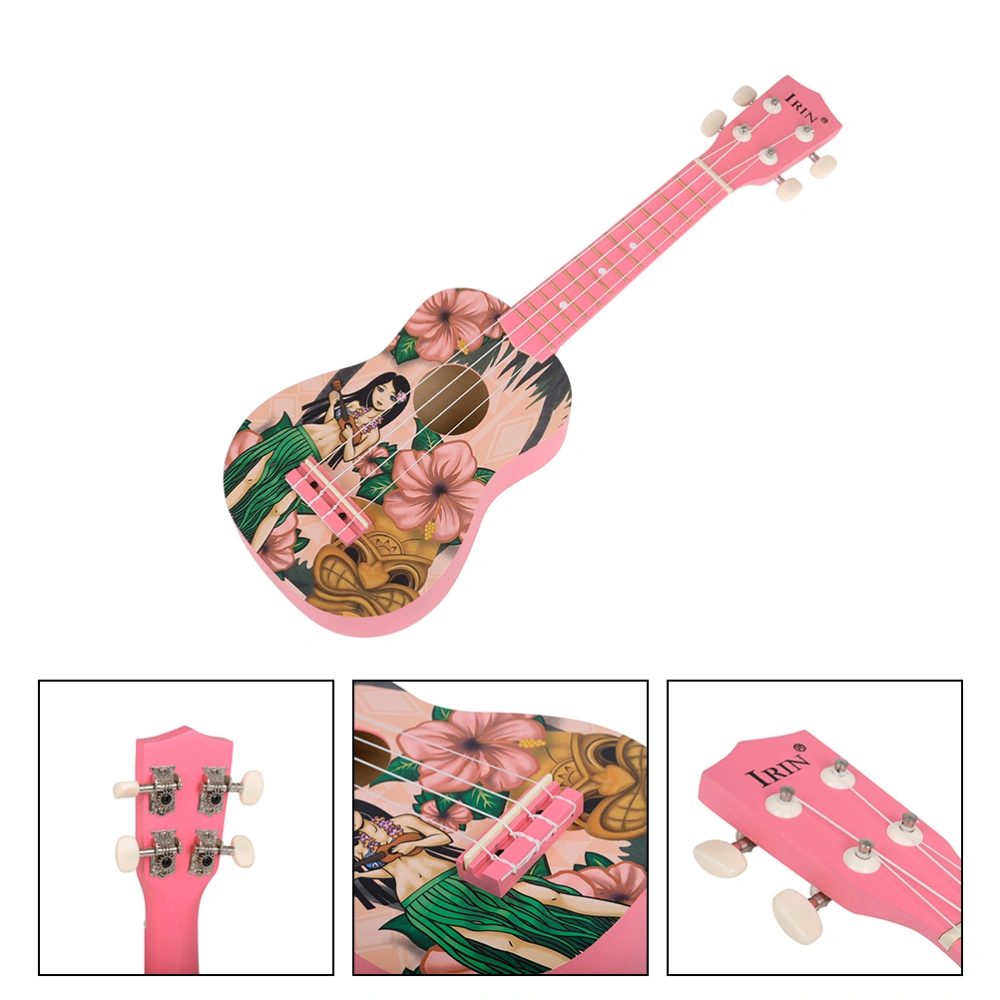 1 Pc Colorful Beginner 21 Inch Ukulele Lovely Small Size Four-string Ukulele (Pink)