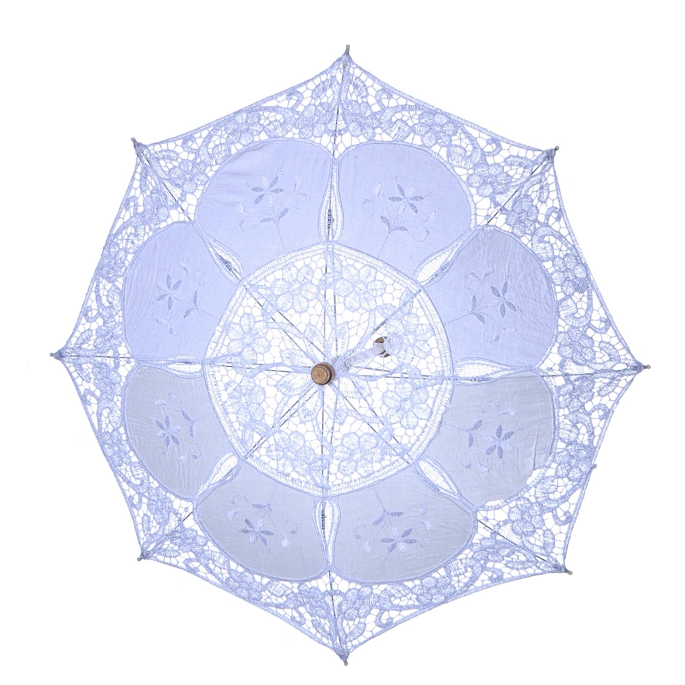 Stylish Western Lace Umbrella Fleur Parasol Decoration Wedding Bride Umbrella Size S (White)