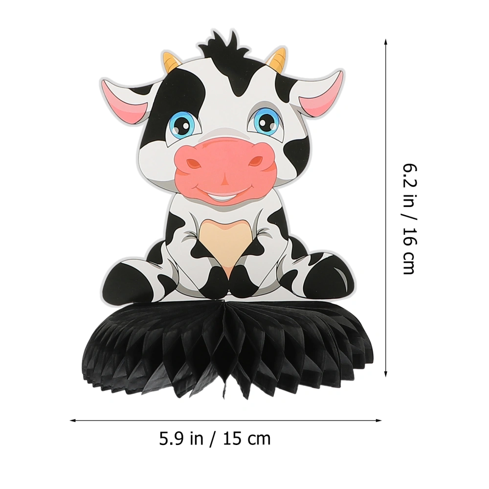 6Pcs Cow Pattern Honeycomb Decors Paper Honeycomb Kids Birthday Party Desktop Centerpieces