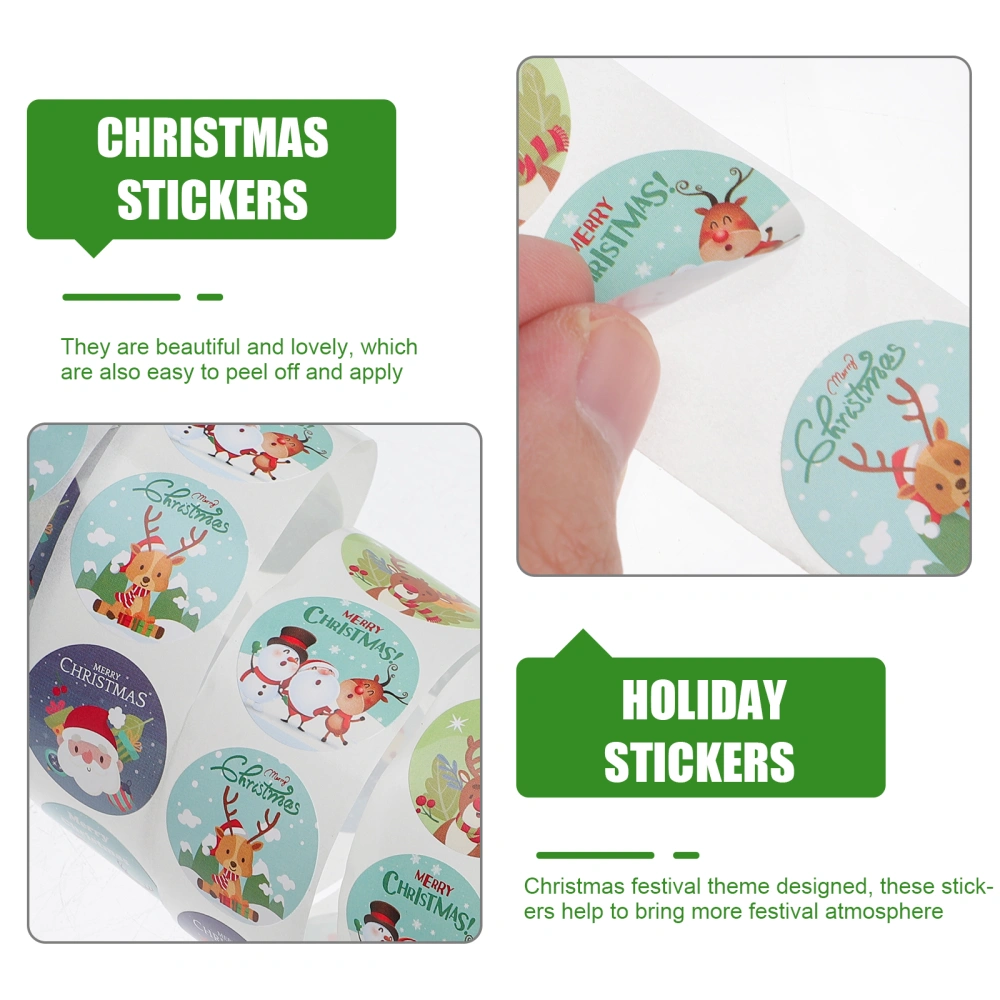 2 Rolls Christmas Stickers Winter Holiday Envelope Stickers Xmas Label Tag Seal Sticker