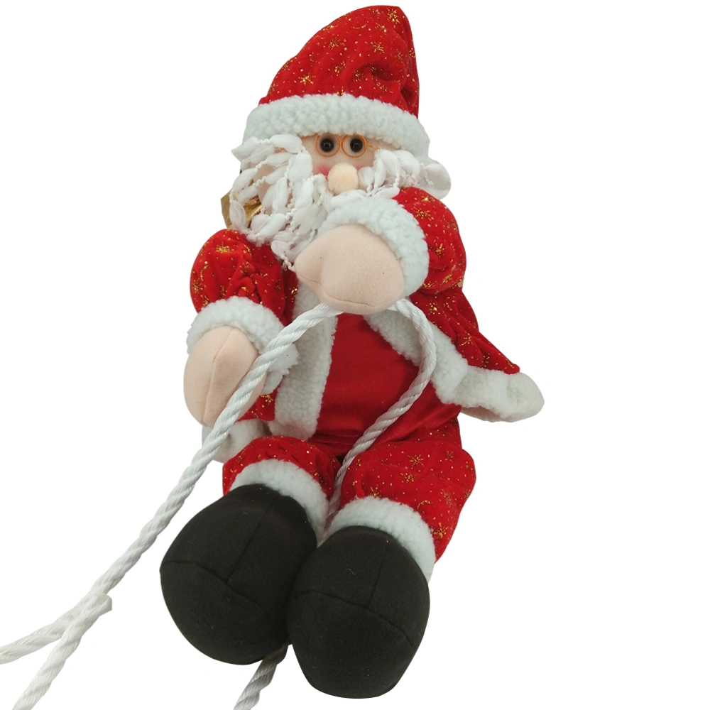 Christmas Hanging Ornament Santa Claus Climbing on Rope Design Decorations for Indoor Outdoor Wall Window Xmas Tree Decor (30cm)