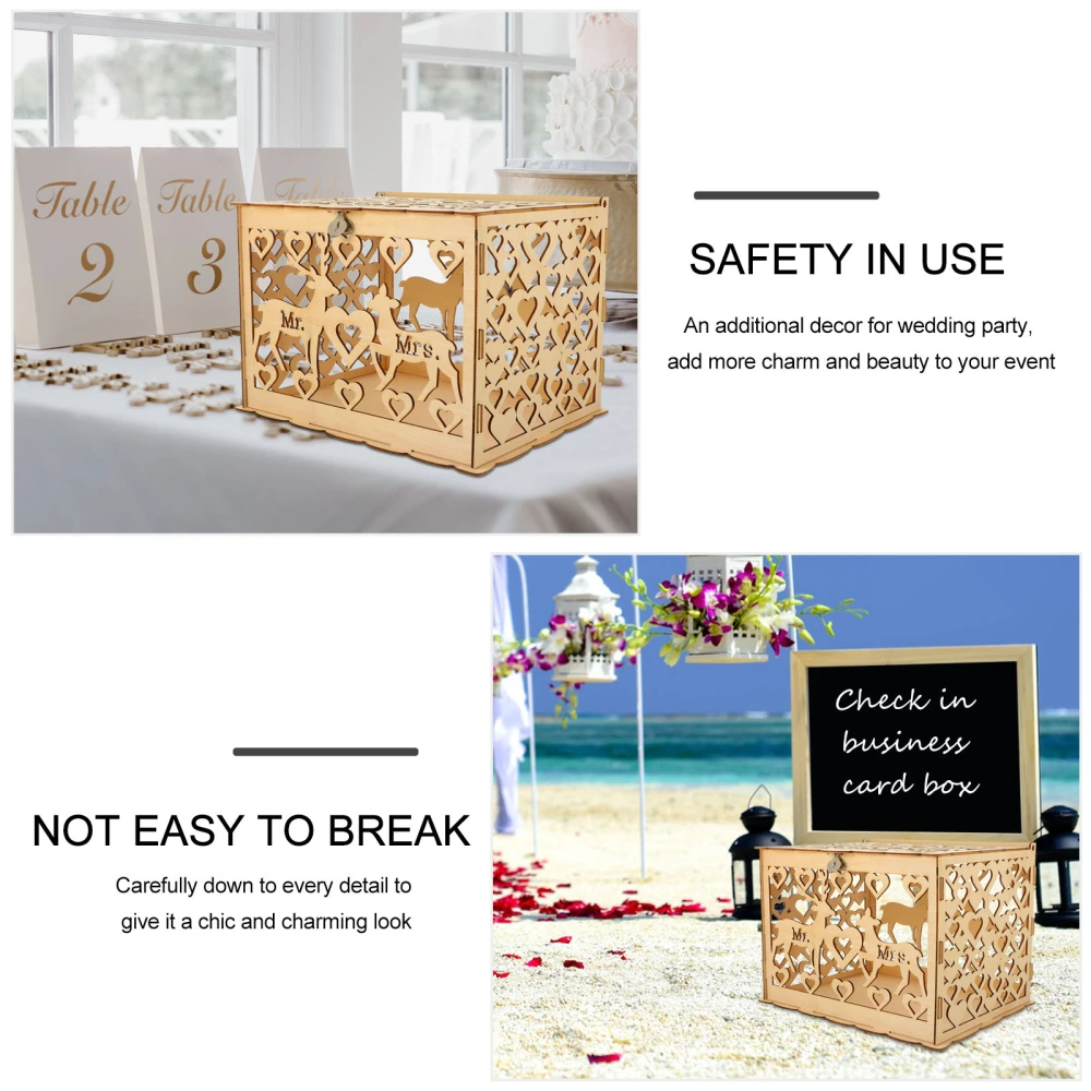 DIY Wedding Cards Box Rustic Wood Cards Case Holder Wedding Party Decoration