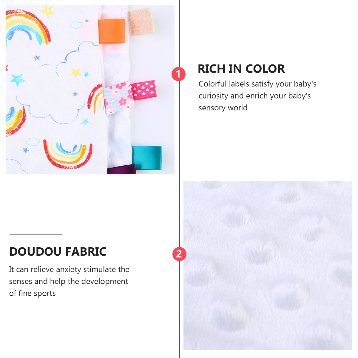 Baby Colorful Security Tag Blanket Appease Towel for Newborn Toddlers
