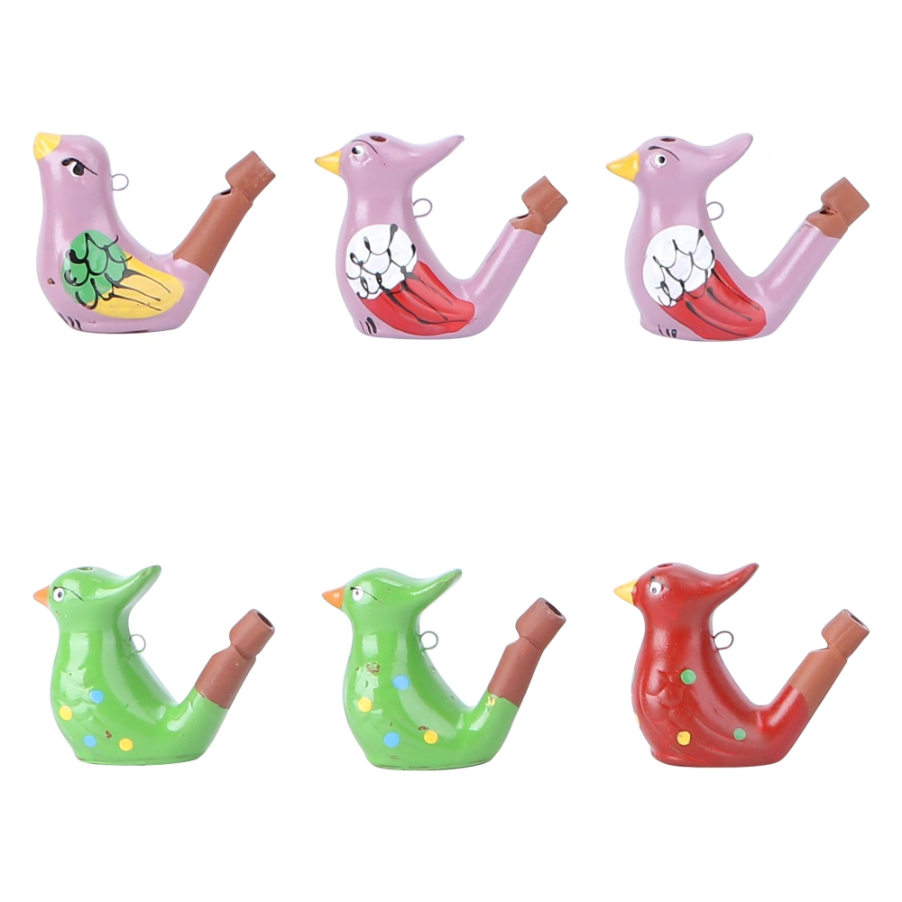 6Pcs Ceramic Whistles Creative Colored Water Bird Shaped Whistles Toys Distinctive Tourism Crafts  Random Style