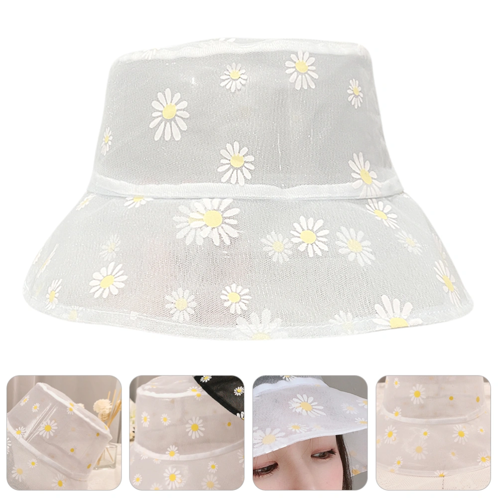 Women Lovely Daisy Printed Fisherman Hat Anti-UV Bucket Hat Fisherman