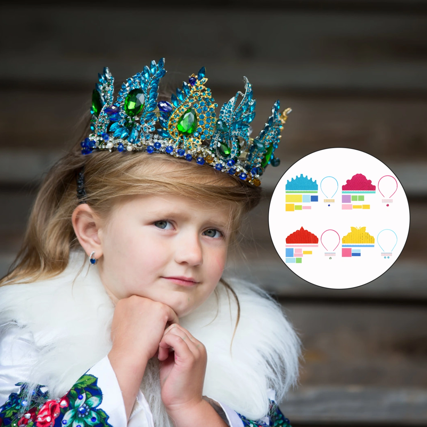 4 Packs DIY Crown Hats Tiara Craft Kits Children Crown DIY with Rhinestone Decal