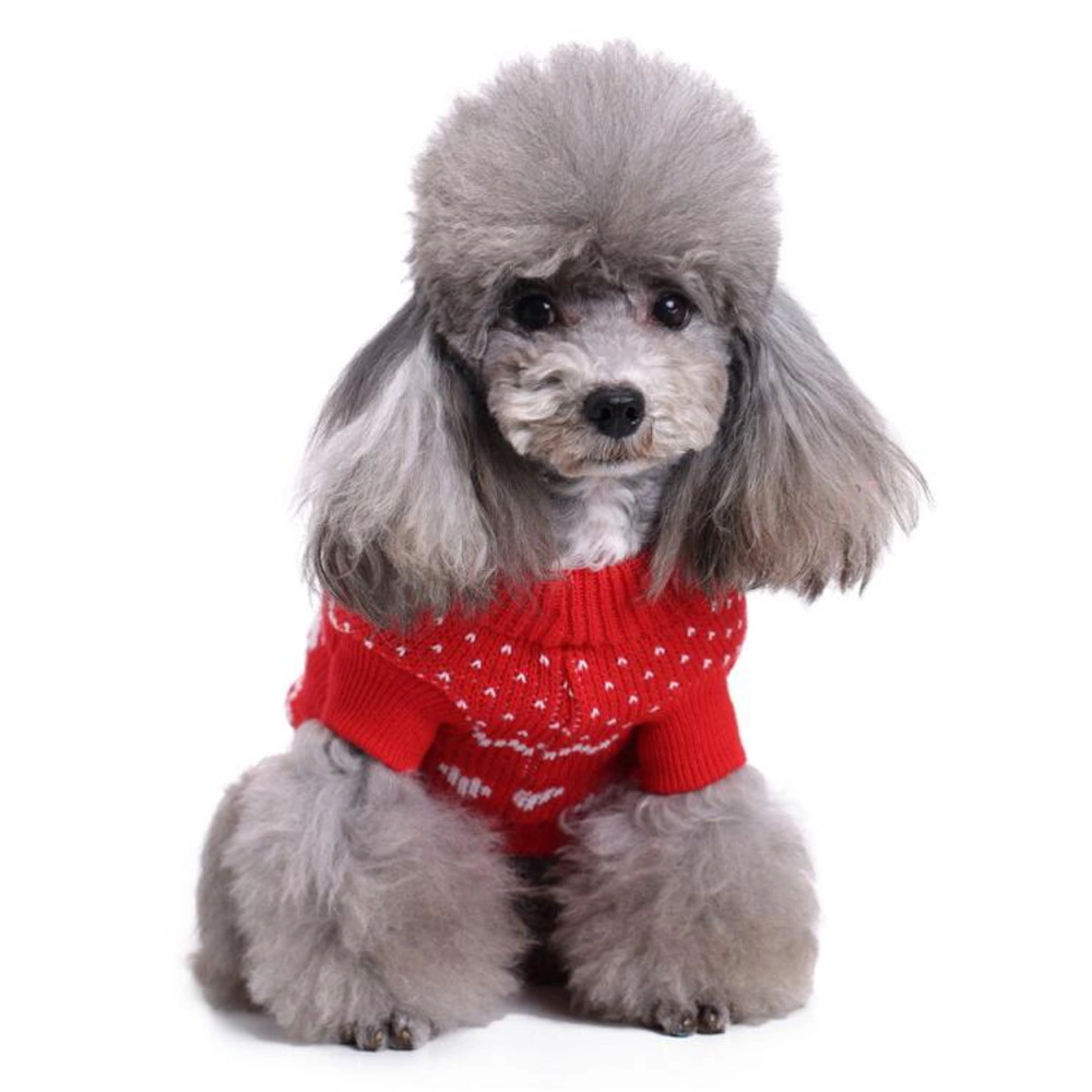 Christmas Pet Sweater Festive Puppy Clothes Small Dog Winter Coat for Xmas Party Holidays Festival (Red, S)