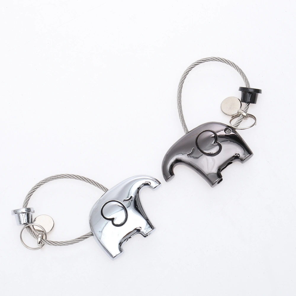 2pcs Elephants Design Couple Keychains Metal Fashion Key Rings Lovers Key Chain Gift for Birthday (Random Color)