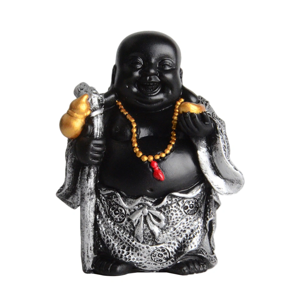 Chinese Style Buddha Figure Creative Resin Ornament Classic Desktop Adornment Living Room Decoration (Silver-8.5 x 5 x 10.5cm)