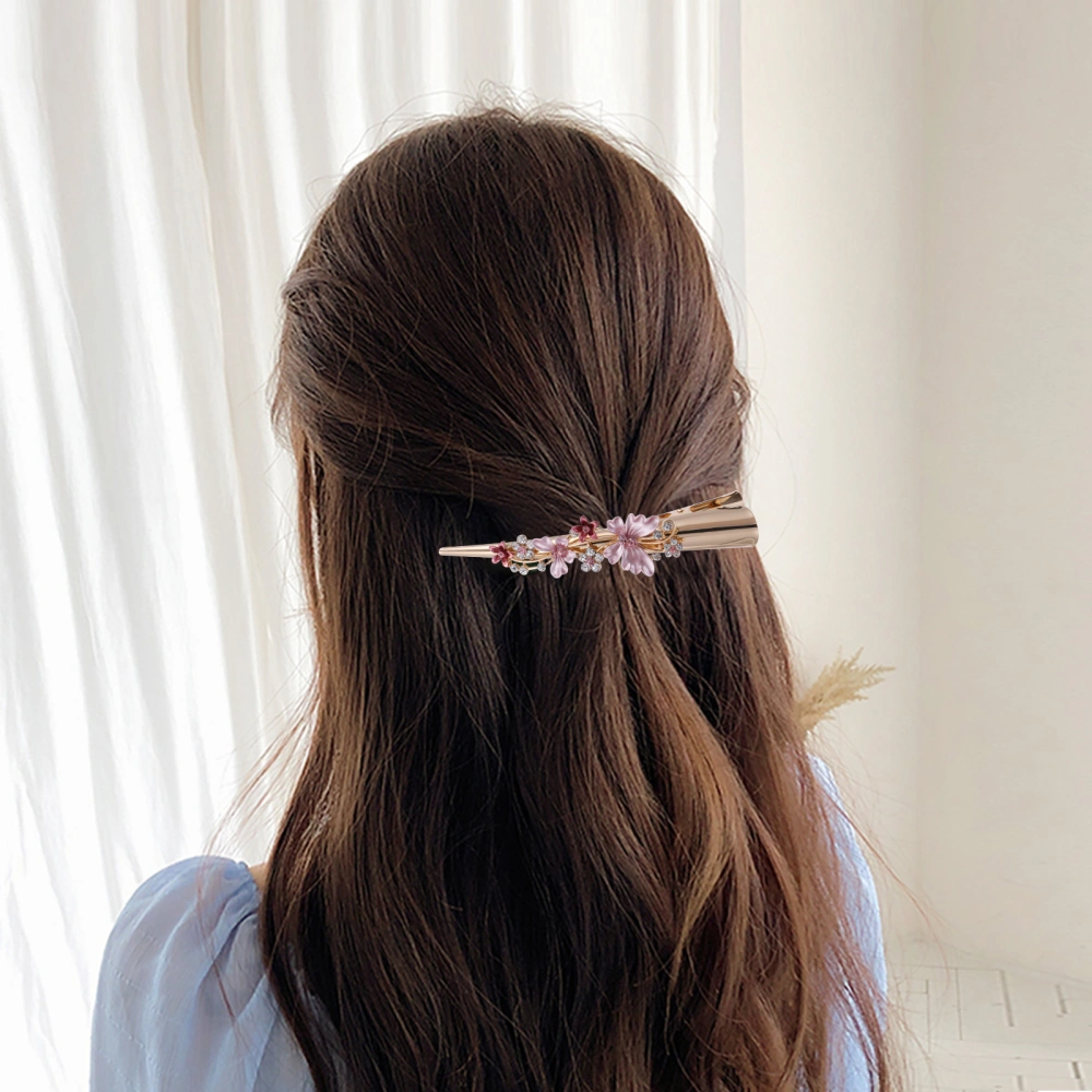 Delicate Hair Clip Vintage Flower Design Barrettes Alloy Large Duckbill Clip