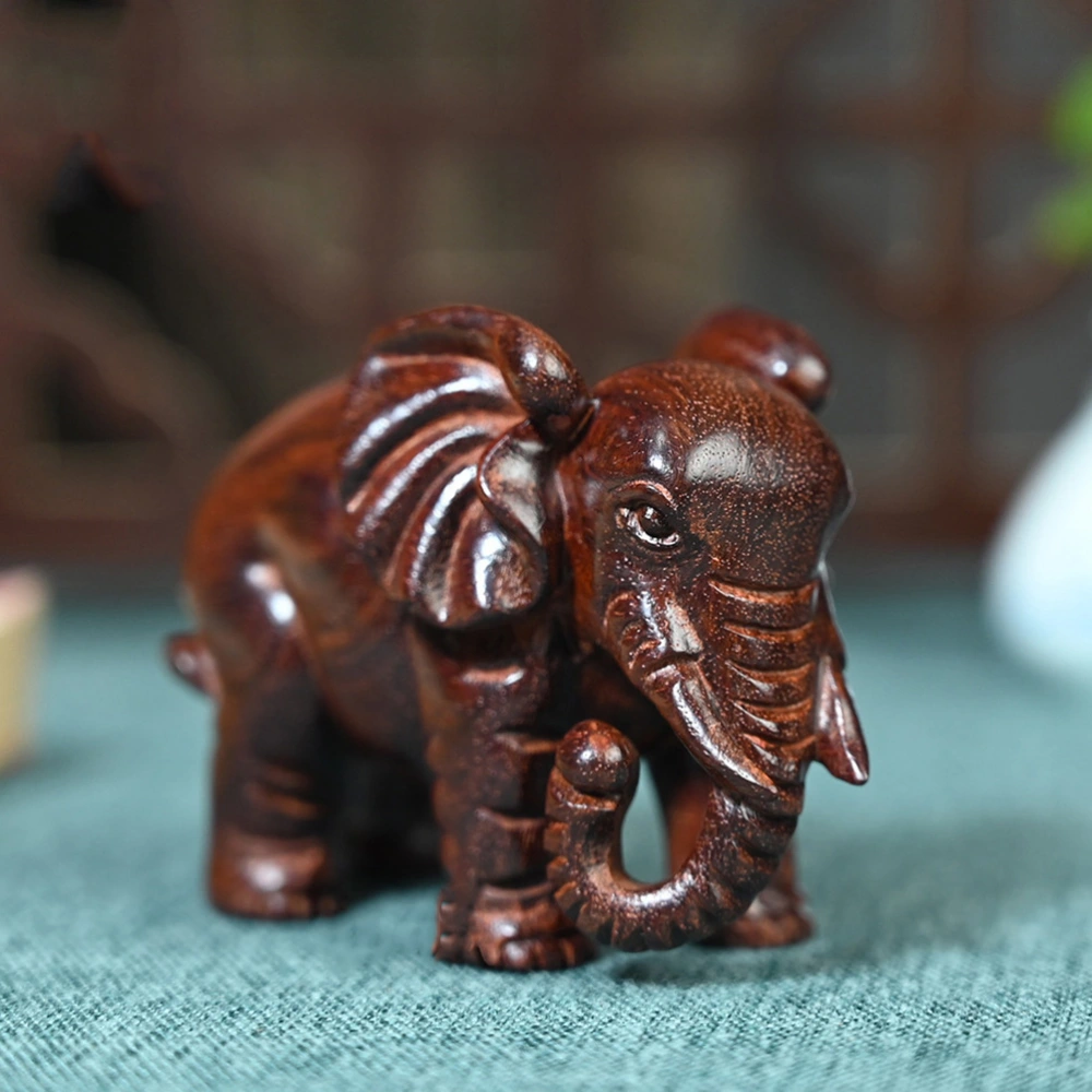 Blood Sandalwood Craft Geometric Elephant Ornament Home Animal Sculpture Decor