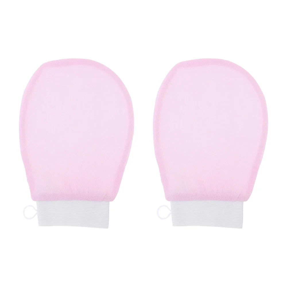 1 Pair Women Body Scrubbing Bath Gloves Bath Body Exfoliating Gloves (Pink)