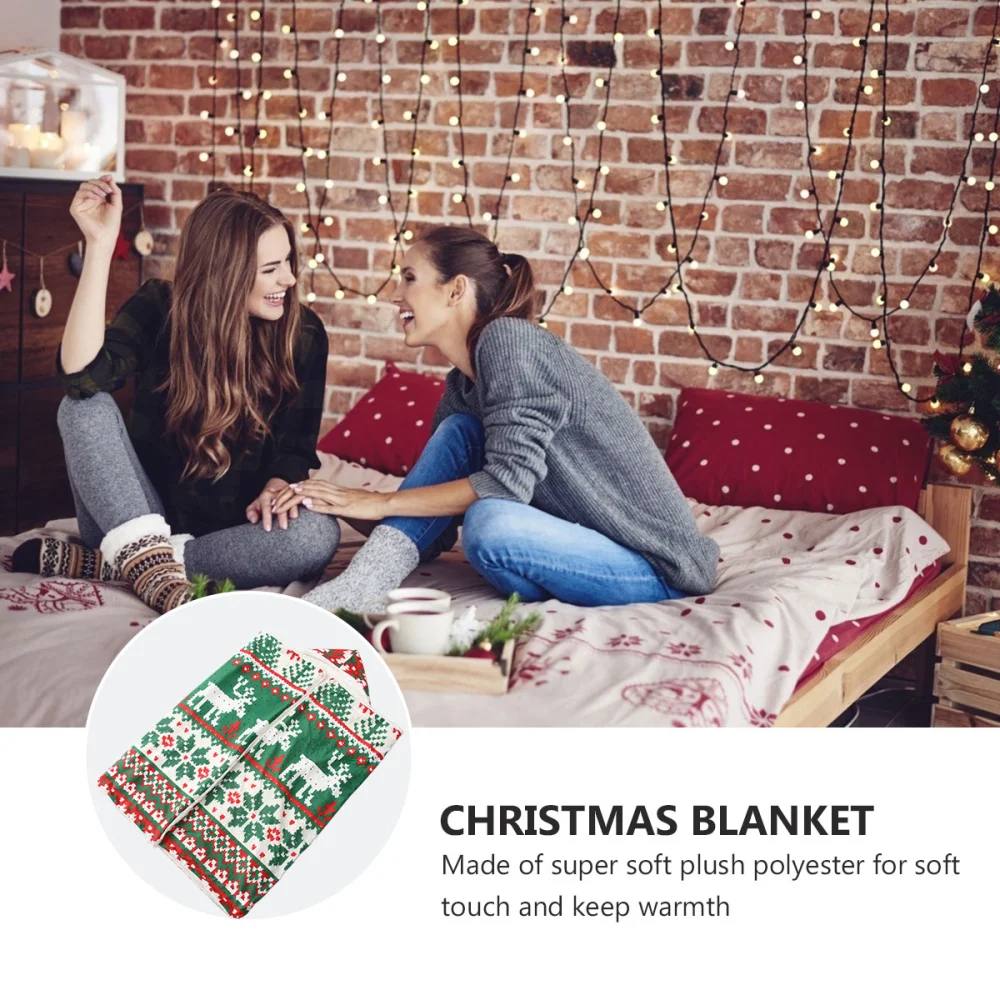 Christmas Hooded Blanket Warm Plush Throw Blanket Printed Cloak Hooded Blankets