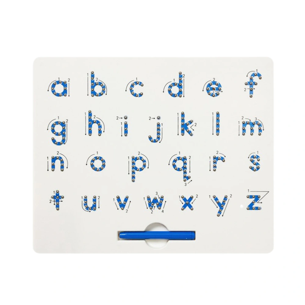 Steel Ball Alphabet Board Magnetic Drawing Board Alphabet Sketchpad Kids Educational Toy Sky-Blue (Lowercase Board)